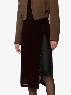 YCH SIDE SLIT SKIRT BURGUNDY Size M